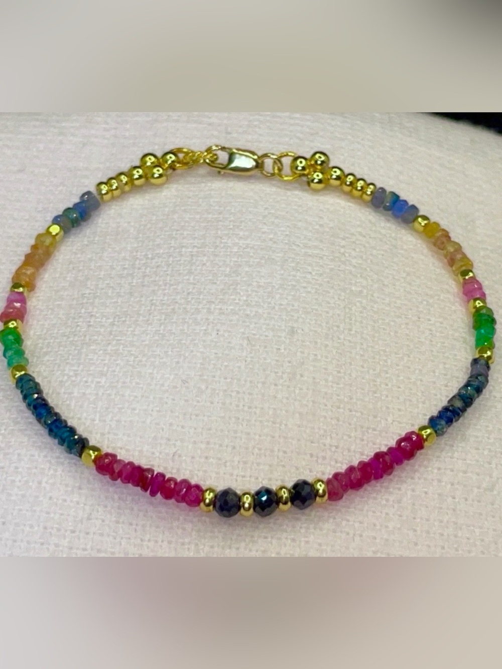 Multi-Color Fancy Sapphire Dainty Bracelet in 18k Gold Fill